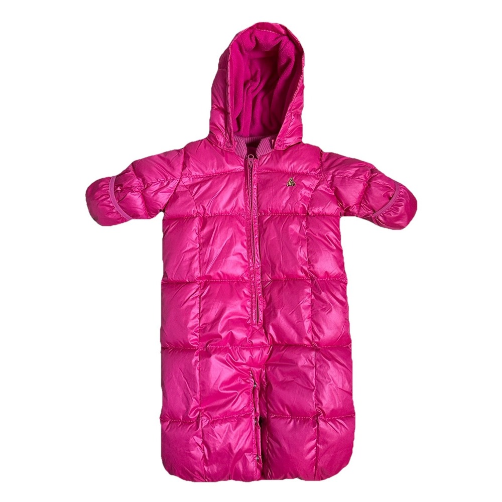 Baby Gap 0-3‎ Mo Bright Pink WARM BUNTING Puffer Fleece Snow Suit Baby Girl